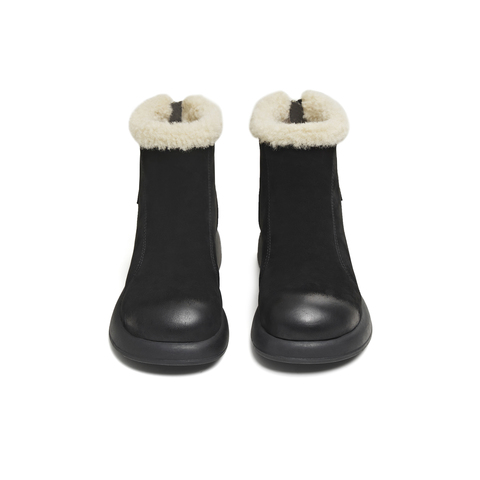 天美意2025冬新款百搭靴子短靴复古纯色保暖女时装靴KNZ20DD5