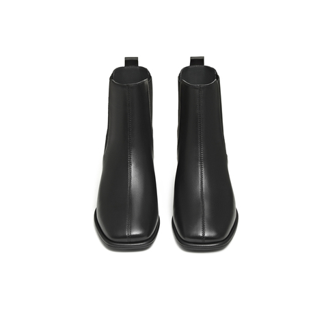 天美意2025冬新款粗跟经典简约百搭短靴女时装靴KNZ29DD5