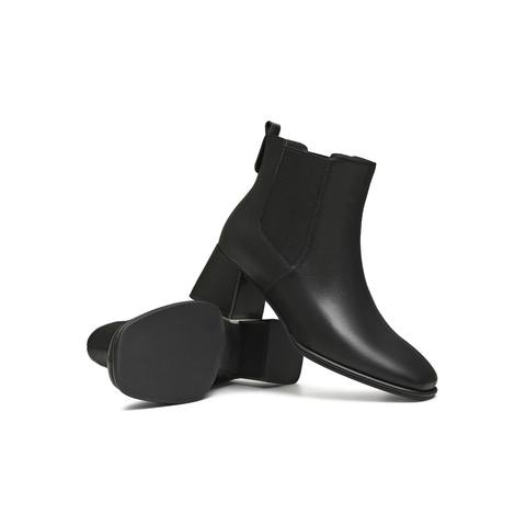 天美意2025冬新款粗跟经典简约百搭短靴女时装靴KNZ29DD5