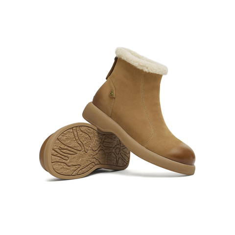 天美意2025冬新款百搭靴子短靴复古纯色保暖女时装靴KNZ20DD5