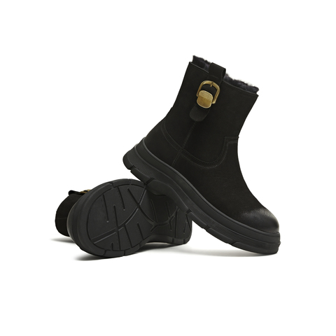 天美意2025冬新款潮流短靴保暖户外一脚蹬舒适女雪地靴KXD55DZ5