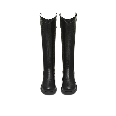 天美意2025冬新款厚底英伦百搭显瘦长靴骑士靴时装女靴CCH80DG5