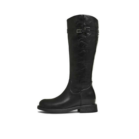 天美意2025冬新款厚底英伦百搭显瘦长靴骑士靴时装女靴KQZ17DG5