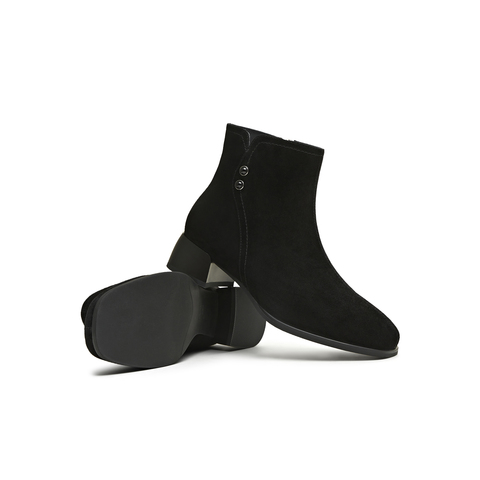 天美意2025冬新款厚底百搭靴子潮流复古通勤女时装靴KNZ19DD5