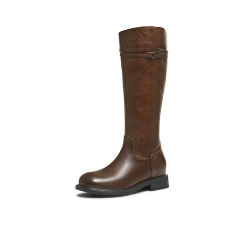 天美意2025冬新款厚底英伦百搭显瘦长靴骑士靴时装女靴KQZ17DG5