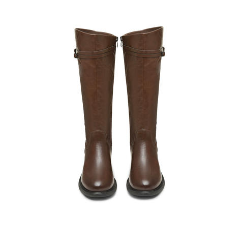 天美意2025冬新款厚底英伦百搭显瘦长靴骑士靴时装女靴KQZ17DG5