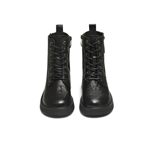 天美意2025冬新款粗跟复古英伦风短靴百搭休闲女马丁靴KDX26DD5