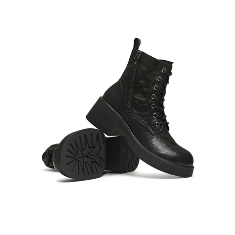 天美意2025冬新款粗跟复古英伦风短靴百搭休闲女马丁靴KDX26DD5