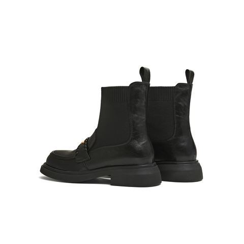 天美意2025冬新款厚底百搭短靴一脚蹬显瘦百搭女袜套靴KFZ05DD5