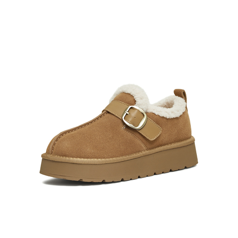 天美意2025冬新款毛绒保暖圆头复古百搭纯色女勃肯鞋KK078DD5