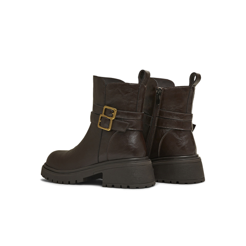 天美意2025冬新款厚底百搭靴子潮流复古通勤女时装靴KNZ22DZ5