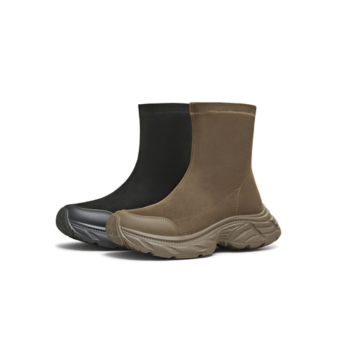 天美意2025冬新款厚底百搭短靴一脚蹬显瘦百搭女弹力靴KTX24DZ5