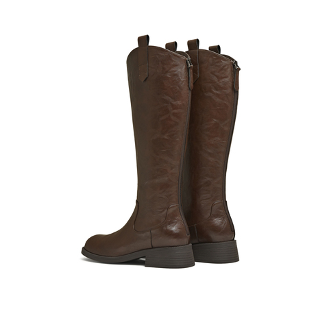 天美意2025冬新款厚底英伦百搭显瘦长靴骑士靴时装女靴CCH80DG5