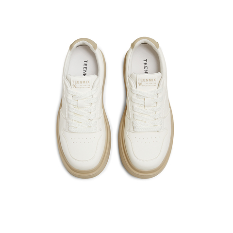 天美意2025秋新款厚底系带日常舒适小白鞋女休闲鞋KB093CM5