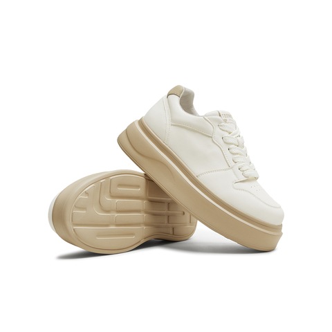 天美意2025秋新款厚底系带日常舒适小白鞋女休闲鞋KB093CM5