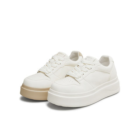 天美意2025秋新款厚底系带日常舒适小白鞋女休闲鞋KB093CM5