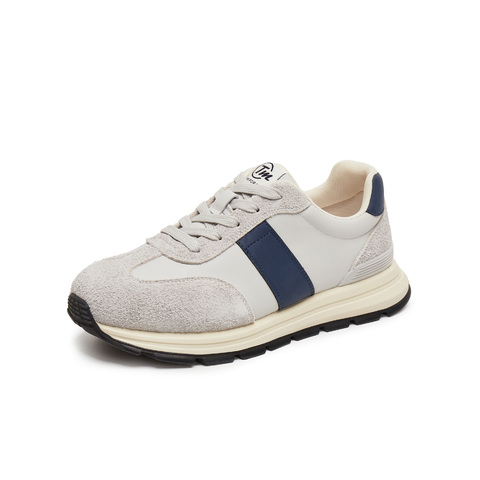 天美意2025秋新款休闲系带厚底拼色复古百搭男阿甘鞋AGX62CM5