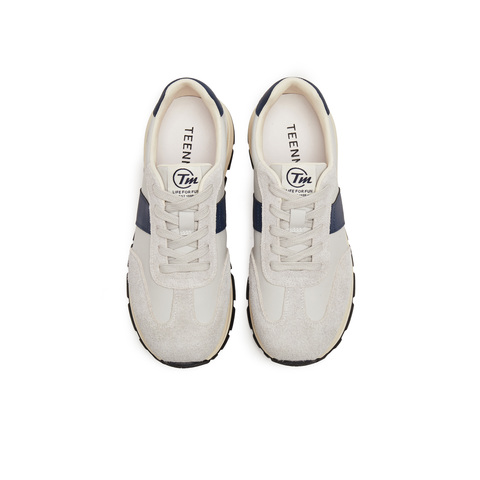 天美意2025秋新款休闲系带厚底拼色复古百搭男阿甘鞋AGX62CM5