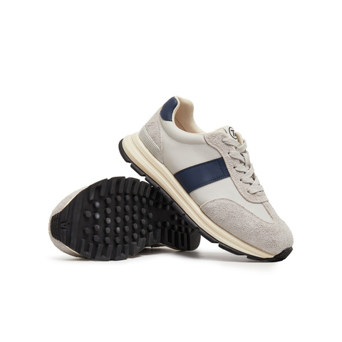 天美意2025秋新款休闲系带厚底拼色复古百搭男阿甘鞋AGX62CM5