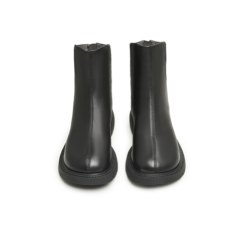 天美意2025冬新款厚底复古英伦百搭帅气短靴女时装靴NNZ03DD5