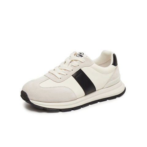 天美意2025秋新款休闲系带厚底拼色复古百搭男阿甘鞋AGX62CM5