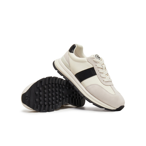 天美意2025秋新款休闲系带厚底拼色复古百搭男阿甘鞋AGX62CM5