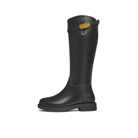 天美意2025冬新款长筒靴高筒靴骑士靴百搭显瘦女骑士靴KQZ11DG5