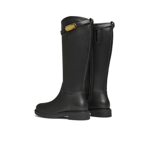 天美意2025冬新款长筒靴高筒靴骑士靴百搭显瘦女骑士靴KQZ11DG5