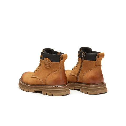 天美意2025冬新款商场同款大黄靴系带户外短靴男马丁靴WCL01DD5