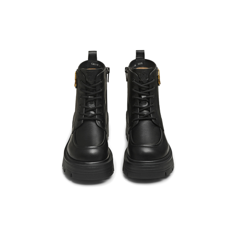 天美意2025冬新款商场同款粗跟复古英伦风短靴女马丁靴CMJ45DD5