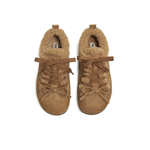 天美意2025冬新款毛绒保暖系带五角星复古运动女德训鞋KK069DM5