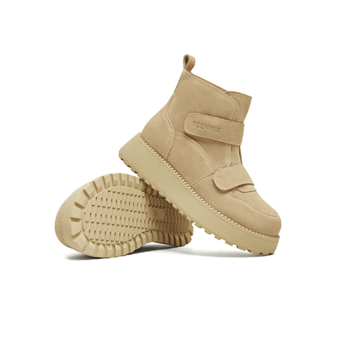 天美意2025冬新款保暖舒适百搭复古毛绒短靴女雪地靴KXD50DD5