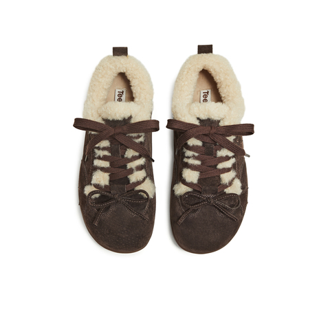 天美意2025冬新款毛绒保暖系带五角星复古运动女德训鞋KK069DM5