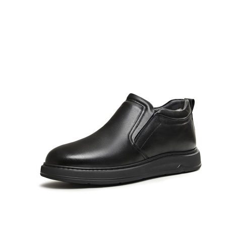 天美意2025冬新款商场同款毛绒保暖通勤上班男休闲皮鞋WXR13DD5