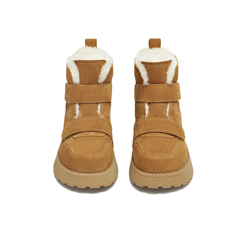 天美意2025冬新款保暖舒适百搭复古毛绒短靴女雪地靴KXD50DD5