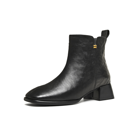 天美意2025冬新款商场同款粗跟通勤简约短靴女时装靴BL991DD5