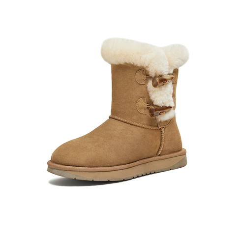 天美意2025冬新款商场同款舒适保暖毛绒短靴女雪地靴BM342DZ5