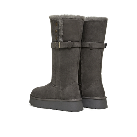 天美意2025冬新款休闲百搭靴子复古西部堆堆靴女时装靴KXD80DG5