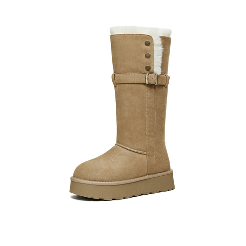 天美意2025冬新款休闲百搭靴子复古西部堆堆靴女时装靴KXD80DG5