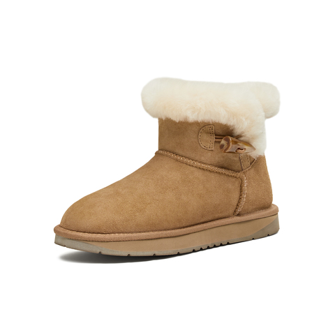 天美意2025冬新款商场同款舒适保暖毛绒短靴女雪地靴BM341DD5