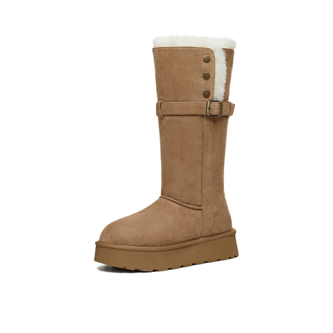 天美意2025冬新款休闲百搭靴子复古西部堆堆靴女时装靴KXD80DG5