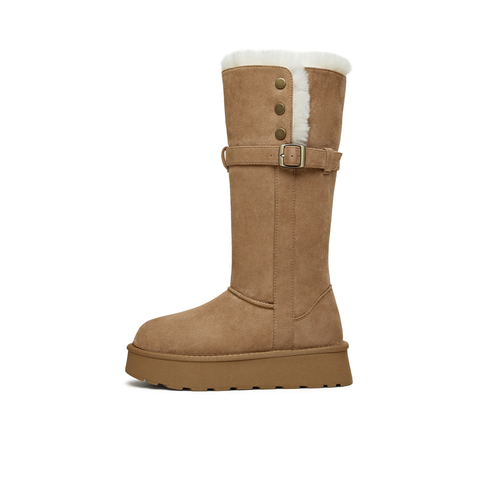 天美意2025冬新款休闲百搭靴子复古西部堆堆靴女时装靴KXD80DG5