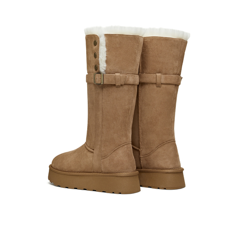 天美意2025冬新款休闲百搭靴子复古西部堆堆靴女时装靴KXD80DG5