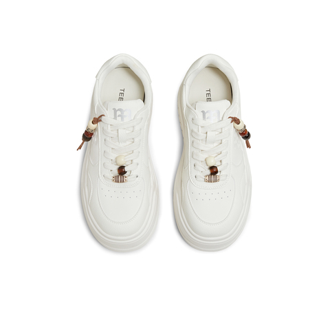 天美意2026春新款商场同款休闲系带厚底小白鞋女板鞋BM251AM6