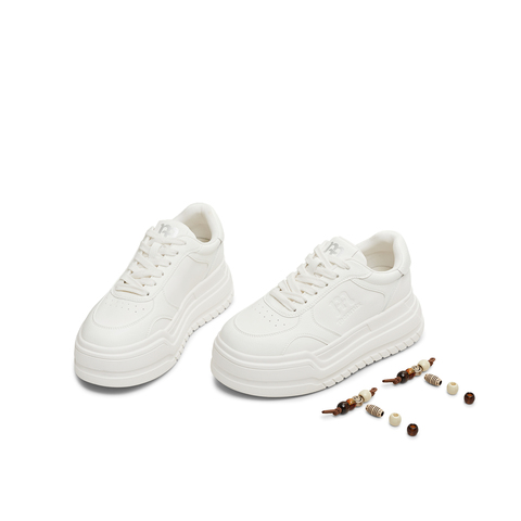 天美意2026春新款商场同款休闲系带厚底小白鞋女板鞋BM251AM6