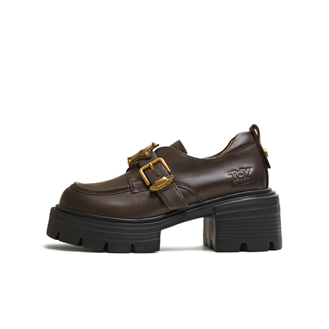 天美意2026春新款粗跟复古百搭学院风英伦女乐福鞋CMJ46AM6