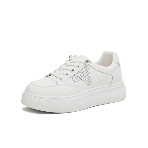 天美意2026春新款商场同款板鞋纯色百搭厚底女小白鞋BL352AM6