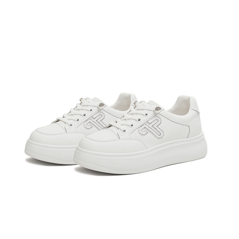 天美意2026春新款商场同款板鞋纯色百搭厚底女小白鞋BL352AM6