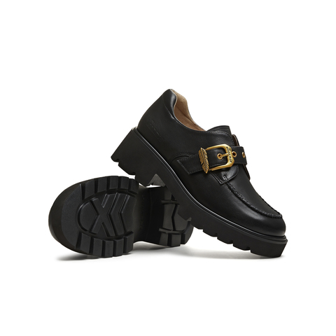 天美意2026春新款商场同款复古金属装饰女皮鞋乐福鞋CJM23AM6