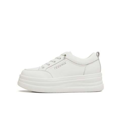 天美意2026春新款商场同款百搭厚底板鞋纯色女小白鞋BM561AM6